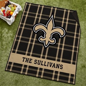 NFL New Orleans Saints Personalized Plaid Picnic Blanket - 49140