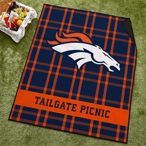 NFL Denver Broncos Personalized Plaid Picnic Blanket - 49142