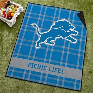 NFL Detroit Lions Personalized Plaid Picnic Blanket
