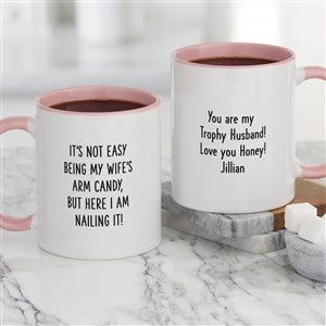 Wife's Arm Candy Personalized Coffee Mug - Pink