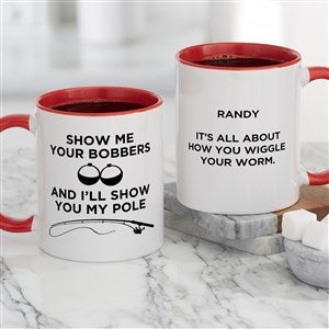 Show Me Your Bobbers Personalized Fishing Coffee Mug - Red