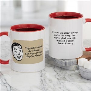 Retro Cheesy Dad Jokes Personalized Coffee Mug - Red