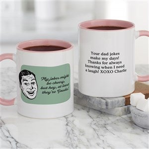 Retro Cheesy Dad Jokes Personalized Coffee Mug - Pink