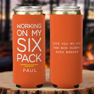Working On My Six Pack Personalized Slim Can Cooler  - 49211