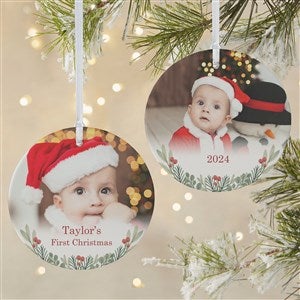 First Noel Personalized Baby Photo Ornament- 3.75 Matte - 2 Sided