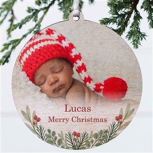 First Noel Personalized Baby Photo Ornament- 3.75 Wood - 1 Sided