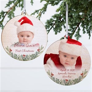 First Noel Personalized Baby Photo Ornament- 3.75 Wood - 2 Sided