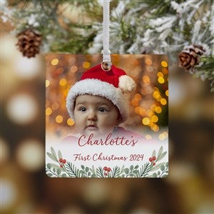 First Noel Personalized Baby Photo Square Ornament- 2.75 Metal - 1 Sided