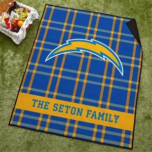 NFL Los Angeles Chargers Personalized Plaid Picnic Blanket - 49243