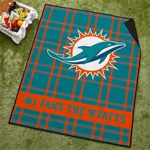 NFL Miami Dolphins Personalized Plaid Picnic Blanket - 49248