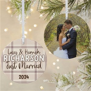 Festive Plaid Personalized Ornament-3.75 Matte - 2 Sided