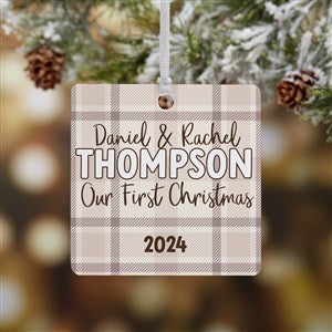 Festive Plaid Personalized Ornament-2.75 Metal - 1 Sided