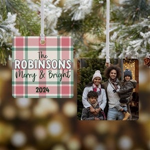 Festive Plaid Personalized Ornament-2.75 Metal - 2 Sided