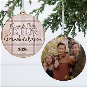 Festive Plaid Personalized Ornament-3.75 Wood - 2 Sided