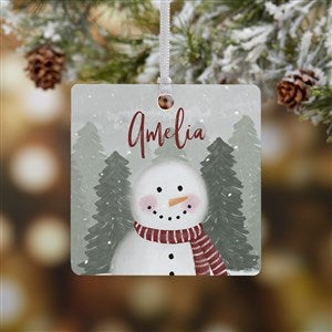 Watercolor Snowman Personalized Ornament-2.75 Metal - 1 Sided
