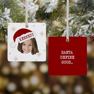 Christmas Character Personalized Photo Square Ornament- 2.75 Metal - 2 Sided