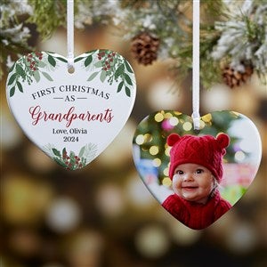1st Christmas As Grandparents Personalized Heart Ornament-3.25 Glossy - 2 Sided