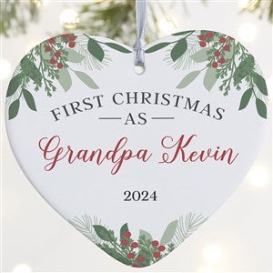 1st Christmas As Grandparents Personalized Heart Ornament-4 Matte-1 Sided