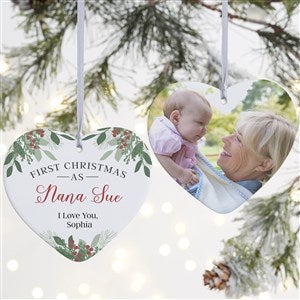 1st Christmas As Grandparents Personalized Heart Ornament-4 Matte-2 Sided