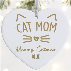 Cat Parent Personalized Heart Ornament- 4 Matte - 1 Sided