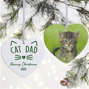 Cat Parent Personalized Photo Heart Ornament- 4 Matte - 2 Sided