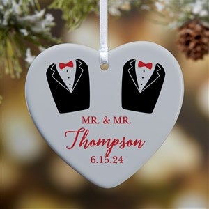 Dressed For Love Personalized Wedding Heart Ornament- 3.25 Glossy - 1 Sided