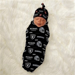 Las Vegas Raiders Personalized NFL Baby Hat & Receiving Blanket Set