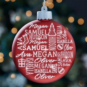 Holiday Repeating Name Personalized LED Glass Ornament