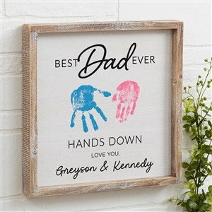 Hands Down Personalized Whitewashed Barnwood Frame Wall Art - 12x12