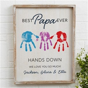Hands Down Personalized Whitewashed Barnwood Frame Wall Art - 14x18