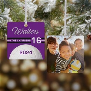 Volleyball Personalized Square Photo Ornament- 2.75 Metal - 2 Sided