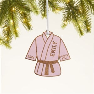 Karate Personalized Wood Ornament- Pink Stain