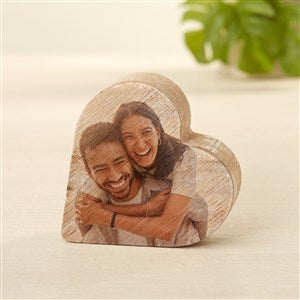 You & I Personalized Photo Wood Heart Keepsake Gift - Small