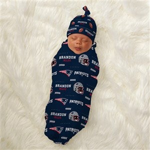 New England Patriots Personalized NFL Baby Hat & Receiving Blanket Set