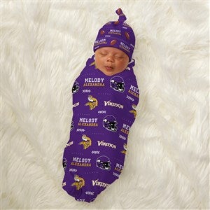 Minnesota Vikings Personalized NFL Baby Hat & Receiving Blanket Set