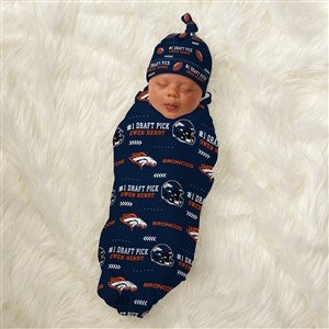 Denver Broncos Personalized NFL Baby Hat & Receiving Blanket Set