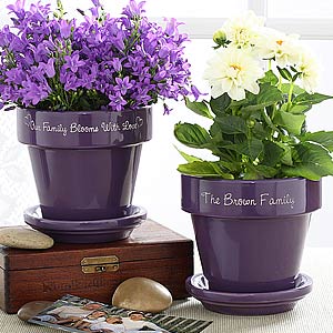 Family Name Personalized Purple Flower Pot