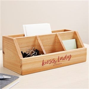 Boss Lady Personalized Wooden Desk Organizer