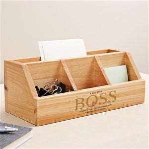 The Boss Personalized Wooden Desk Organizer