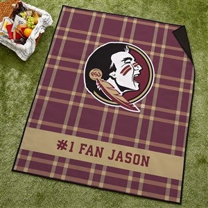 NCAA FSU Seminoles Personalized Plaid Picnic Blanket