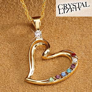 Personalized Mother's Heart Birthstone Pendant Necklace - 18K Gold