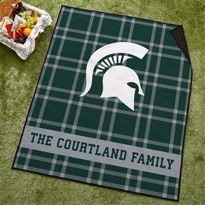 NCAA Michigan State Spartans Personalized Plaid Picnic Blanket