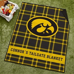 NCAA Iowa Hawkeyes Personalized Plaid Picnic Blanket