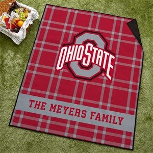 NCAA Ohio State Buckeyes Personalized Plaid Picnic Blanket