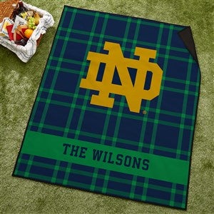 NCAA Notre Dame Fighting Irish Personalized Plaid Picnic Blanket