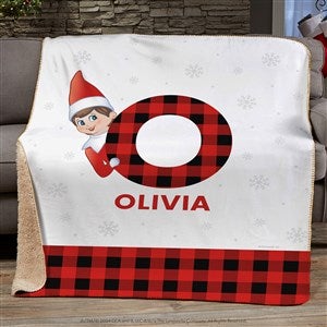 The Elf on the Shelf Plaid Personalized Sherpa Fleece Blanket - 50x60