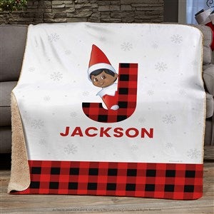 The Elf on the Shelf Plaid Personalized Sherpa Fleece Blanket - 60x80