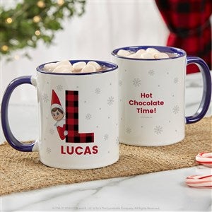 The Elf on the Shelf Plaid Personalized Christmas Mug - Blue