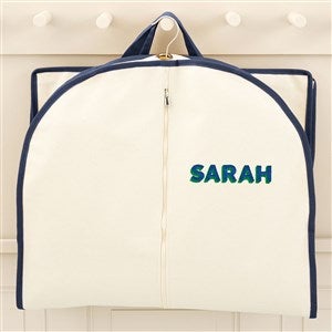 Shadow Name Embroidered Canvas Garment Bag- Navy
