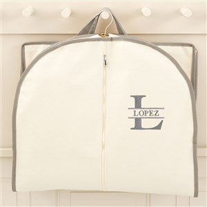 Lavish Last Name Embroidered Canvas Garment Bag- Grey